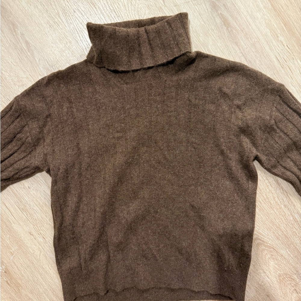 NAADAM Chocolate Brown Turtleneck Sweater